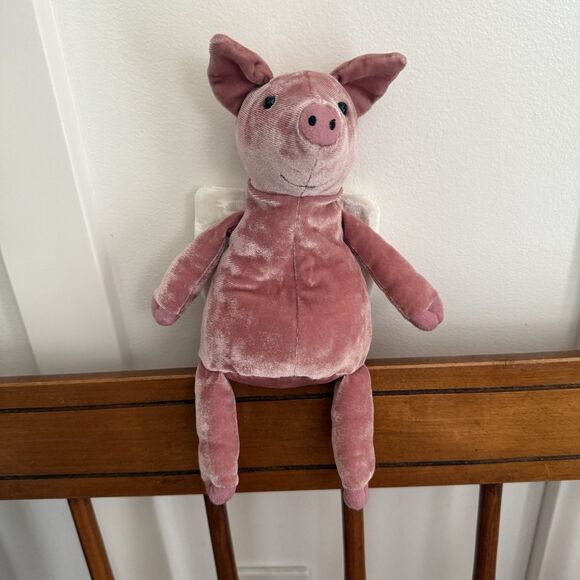 Jellycat London Plush Piggy Might Fly Pig With Wings Pink Velvet 10” Toy Lovey - Picture 1 of 4
